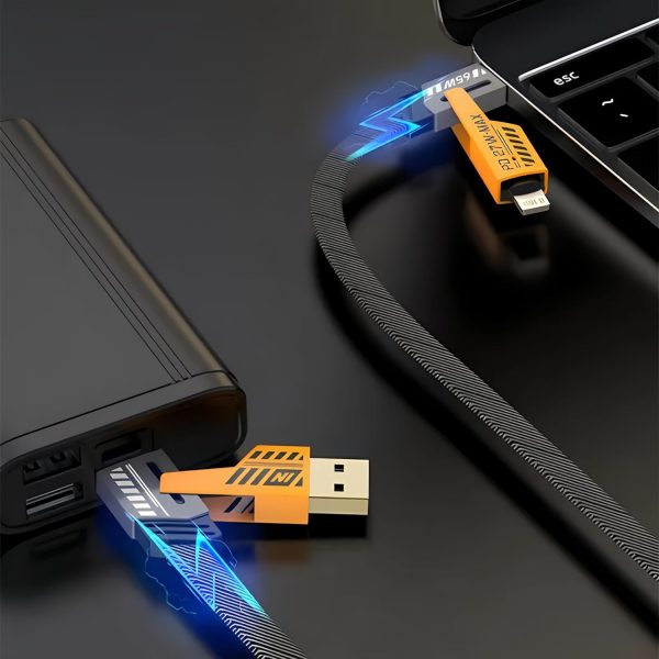 4-in-1 Multi USB Charging Cable – Fast PD Charger Cord with Lightning & Type-C Connectors for iPhone, iPad, Samsung, MacBook
