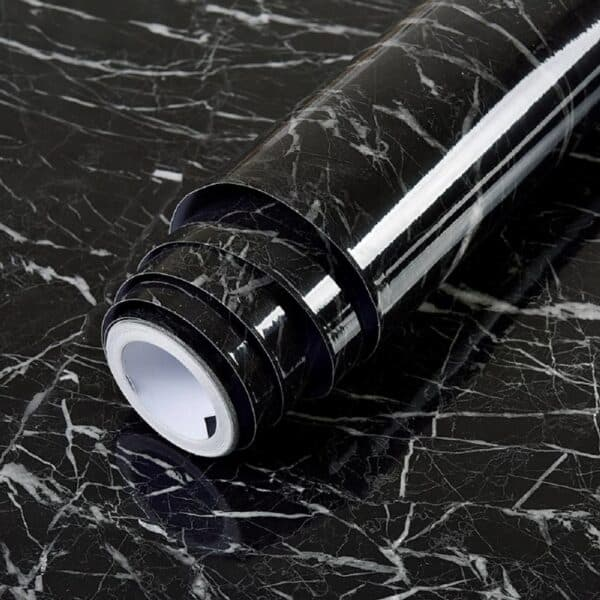Self-adhesive Kitchen Black Marble Sheet- Waterproof Heat Resistant Sheet For Living Room, Bathroom, Kitchen Countertops Black Sheet – 02 Meter