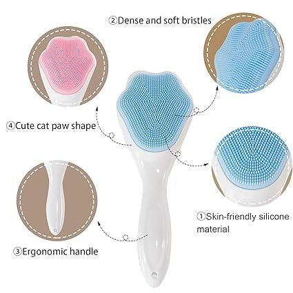 Silicone Face Scrubber & Exfoliating Brush | Handheld Facial Massager | Gentle Blackhead Remover | Soft Bristles for Deep Skin Cleansing