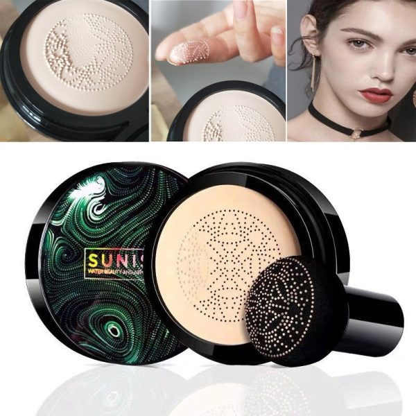 Sunisa Waterproof Air Cushion Foundation – BB & CC Cream with Hydrating Formula & Mushroom Head Applicator