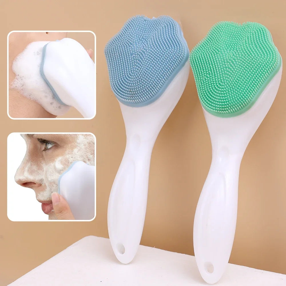 Silicone Face Scrubber & Exfoliating Brush | Handheld Facial Massager | Gentle Blackhead Remover | Soft Bristles for Deep Skin Cleansing