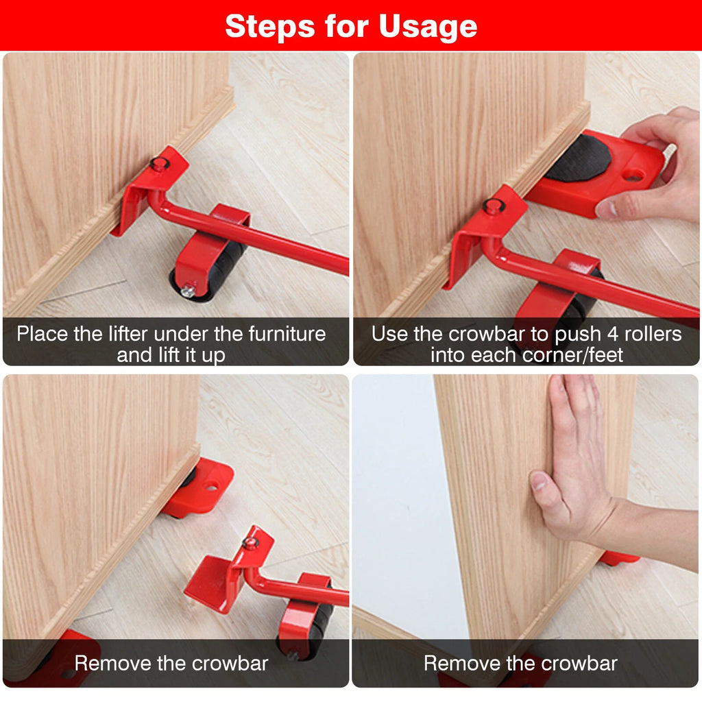 Furniture Lifter & Mover Tool Set – Heavy-Duty Lifting Tool with Moving Rollers for Furniture and Home Appliances