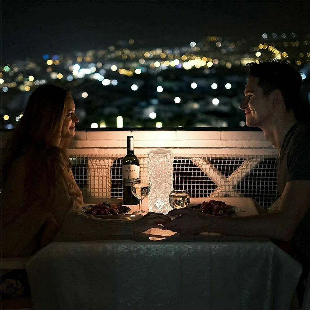 16 Colors Diamond Rose Crystal Touch Lamp Bedside Acrylic Usb Rechargeable Table Lamp – With Remote