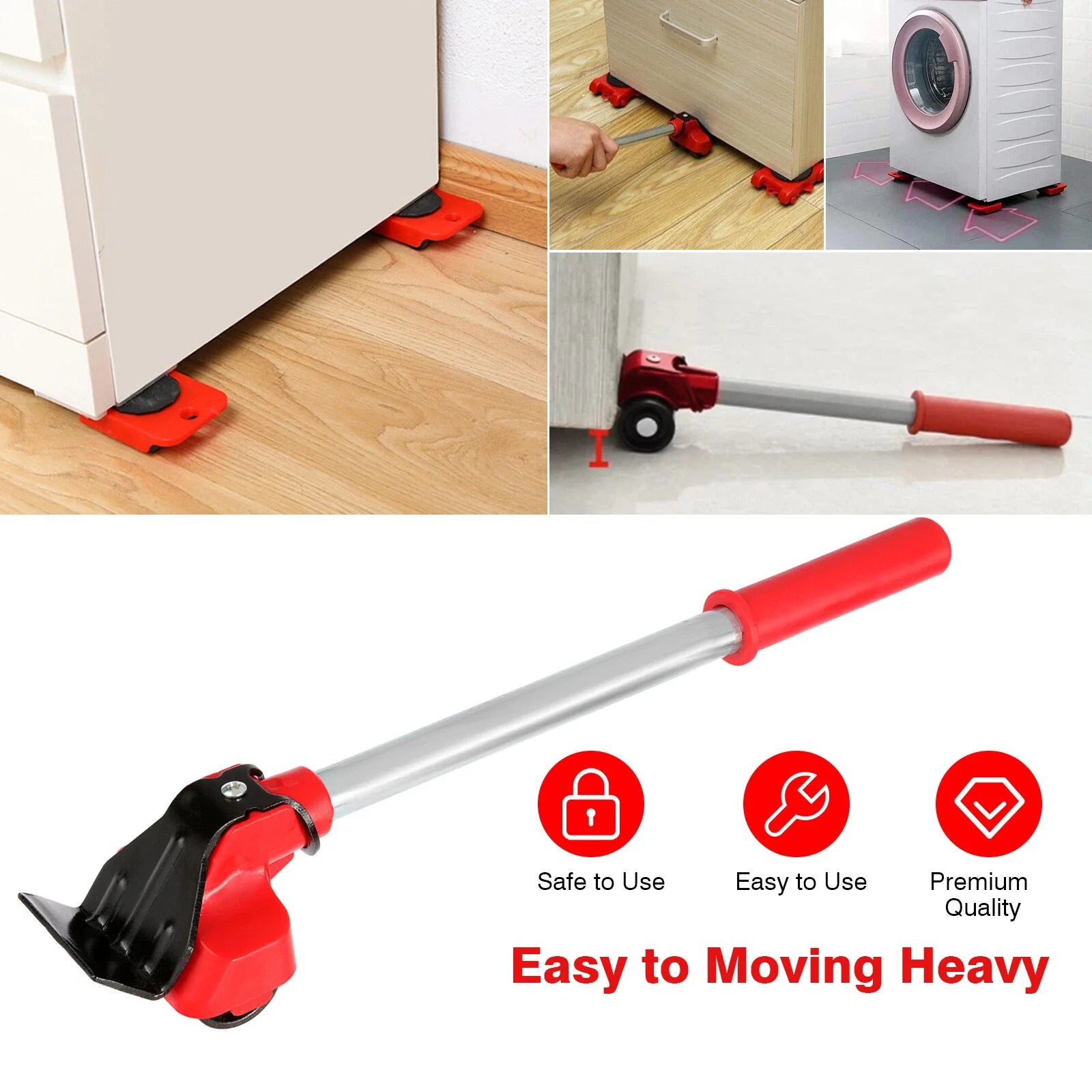 Furniture Lifter & Mover Tool Set – Heavy-Duty Lifting Tool with Moving Rollers for Furniture and Home Appliances