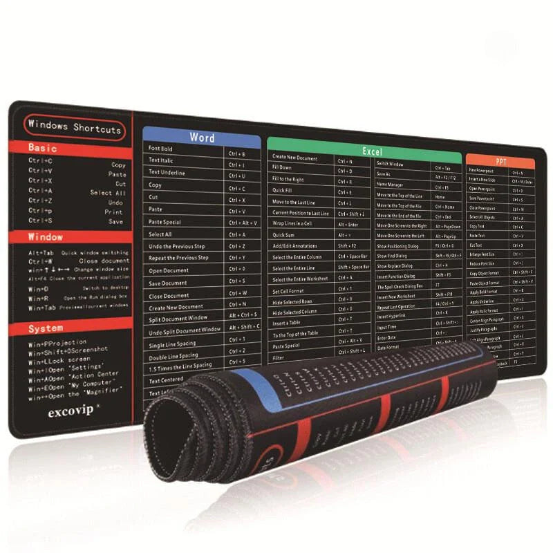 Shortcut Keyboard Mat – Office, Photoshop, CAD, Word, AI, Excel, CorelDRAW, PowerPoint | Lock-Edge Desk Pad for Computer Keyboard